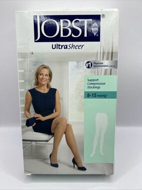 JOBST Ultra Sheer Medical Compression Silky Beige Stockings, 8-15 mmHg Size L